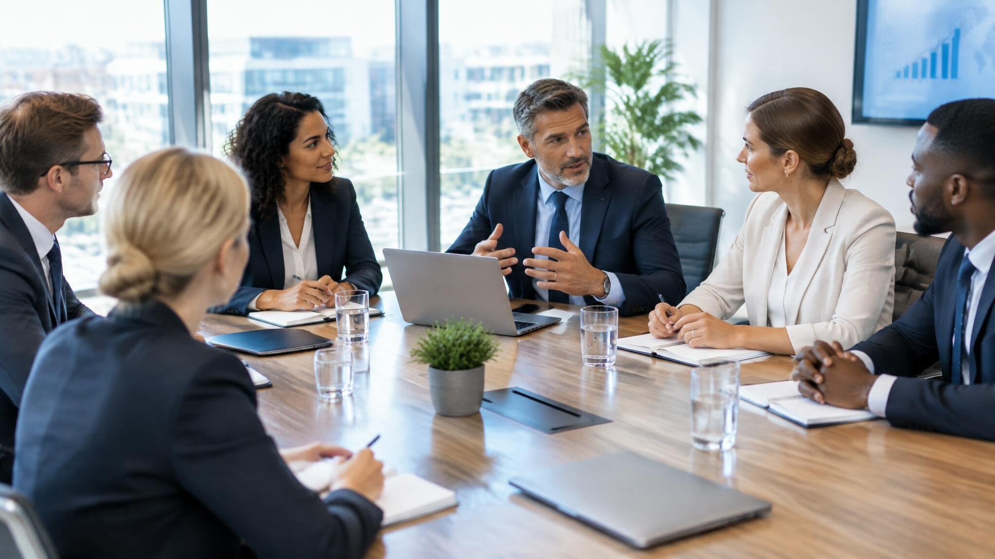Executives in a roundtable meeting